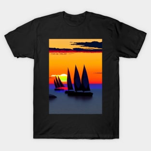 AWESOME SAILBOATS AT SUNSET T-Shirt